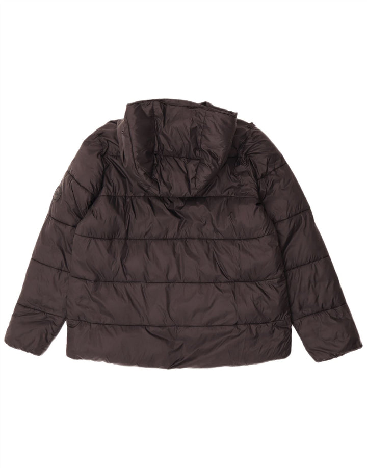 Jachetă căptușită cu glugă pentru femei Zara UK 14 Medium Black Nylon