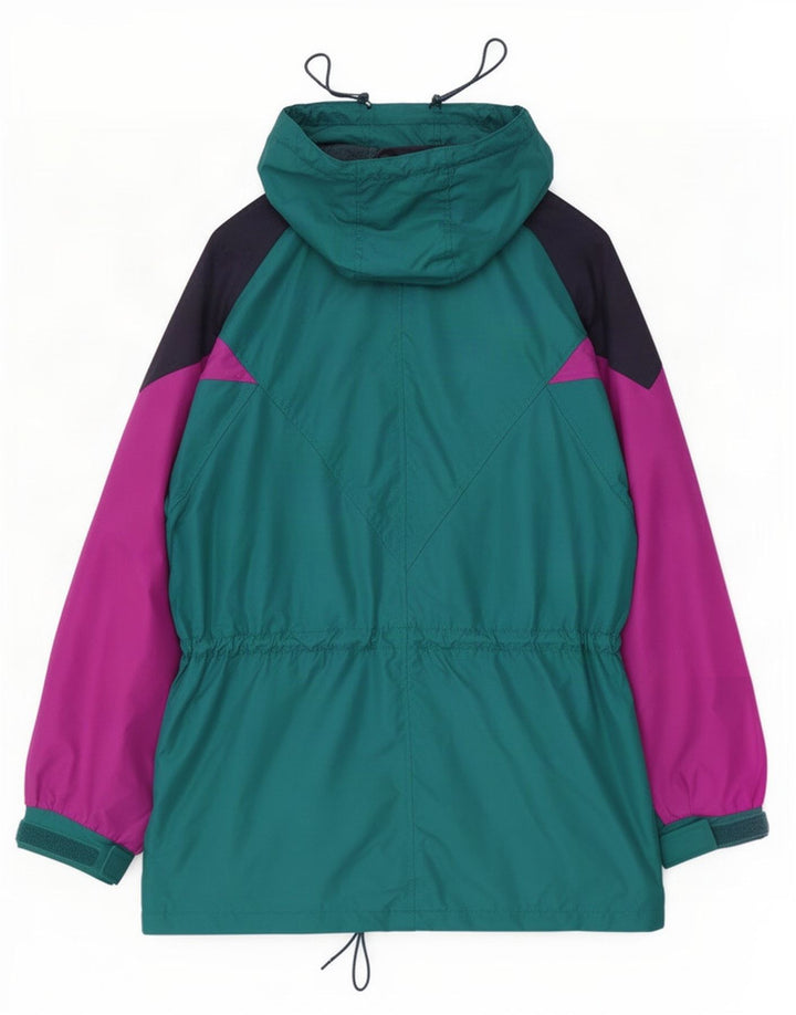 Jachetă de ploaie supradimensionată cu glugă Columbia pentru femei UK 14 Medium Green Colorblock