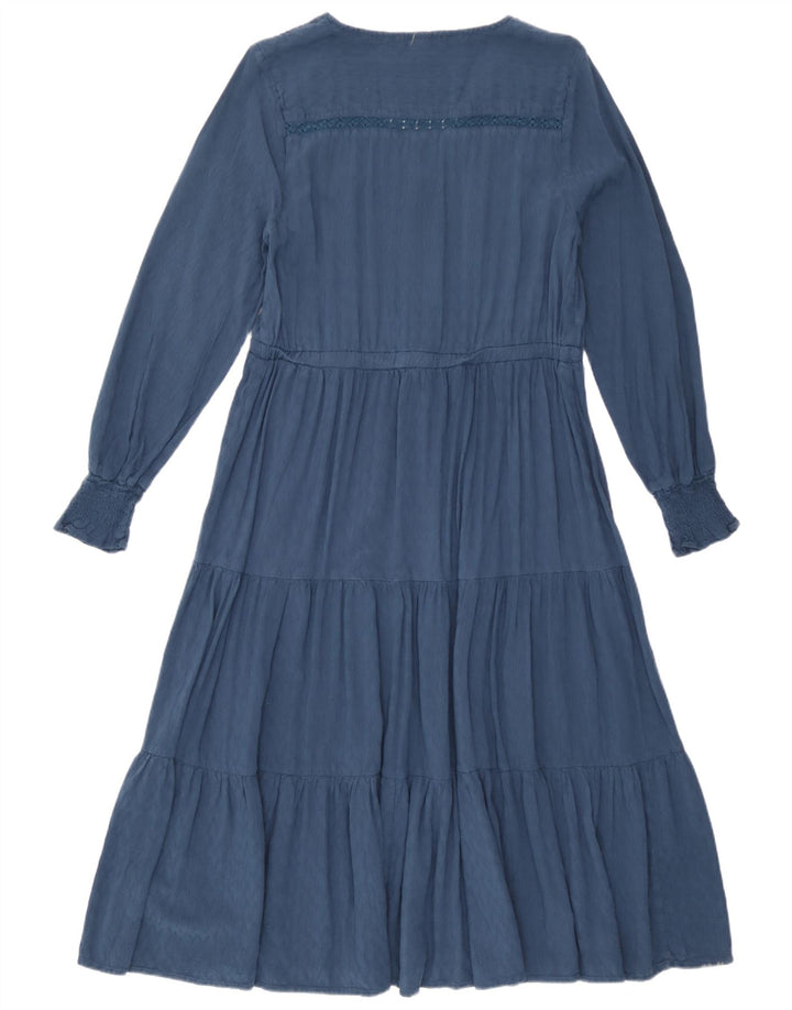 White Stuff Rochie cu mâneci lungi pentru femei UK 12 Medium Blue Viscose