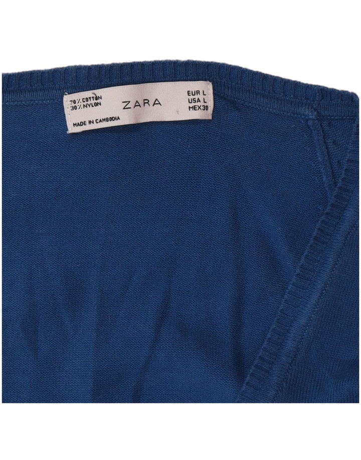 Pulover cardigan pentru femei Zara UK 14 Large Blue