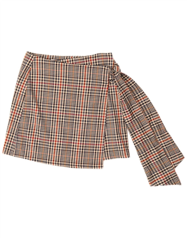 Fusta Wrap pentru femei HAVEONE Medium W28 Poliester cu carouri multicolore