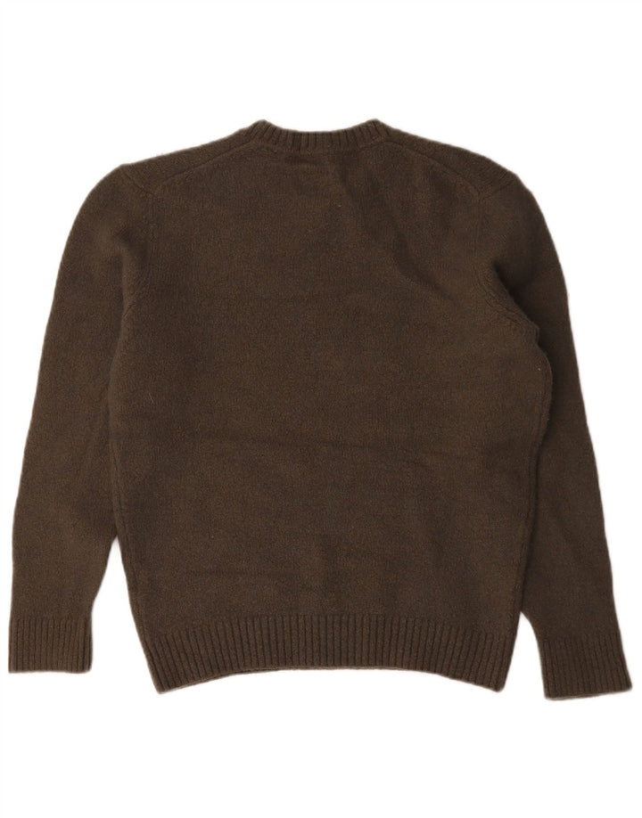 Pulover Massimo Dutti pentru damă, cu gât roșu, din lână maro mare UK 16