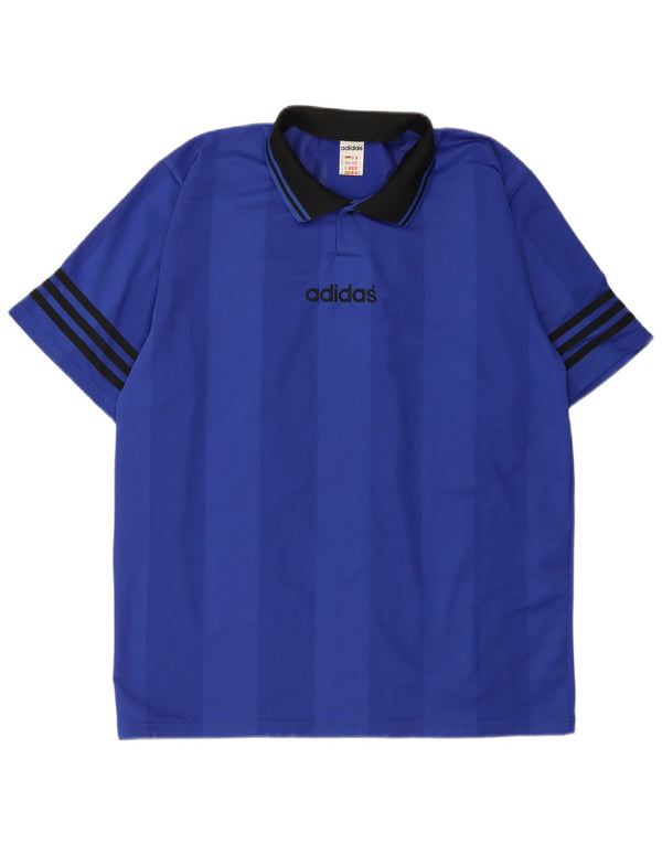 Tricou polo pentru bărbați Adidas XL, poliester cu dungi albastre