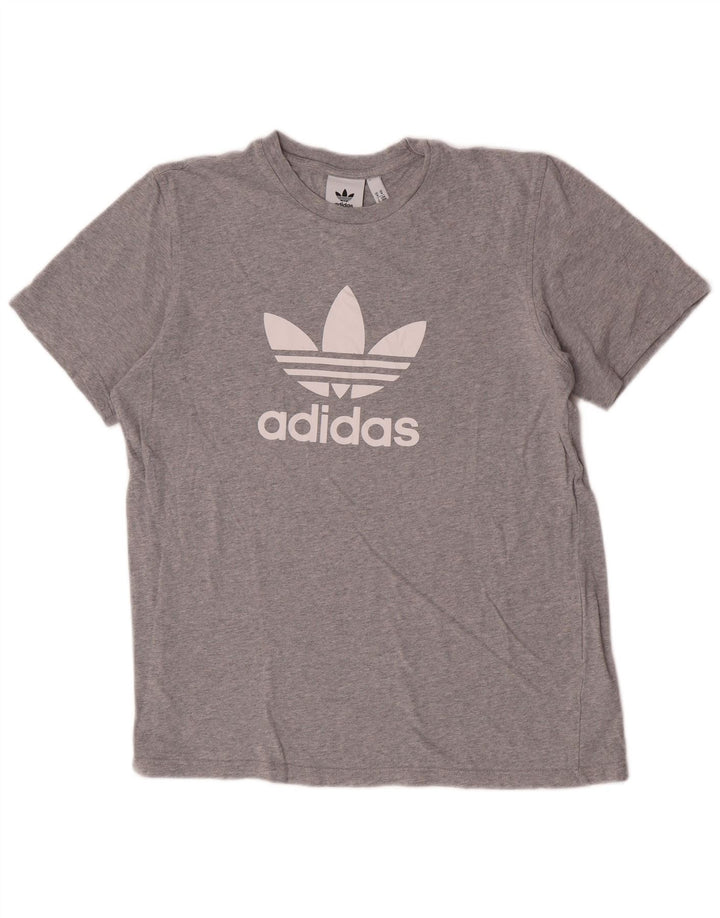 Tricou grafic pentru bărbați Adidas Top, bumbac, gri mediu