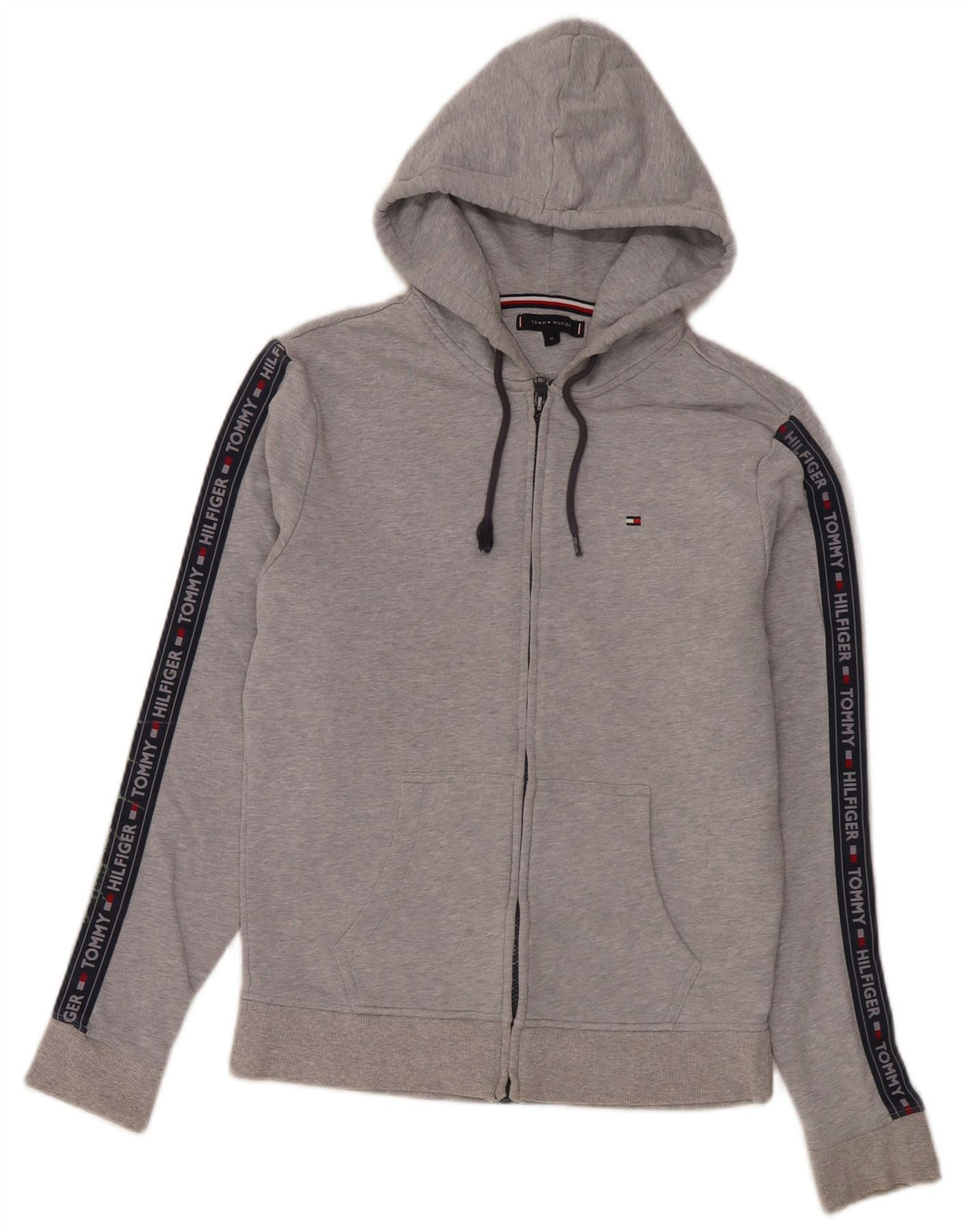 Pulover Tommy Hilfiger pentru bărbați, cu fermoar și cu capota, gri mediu