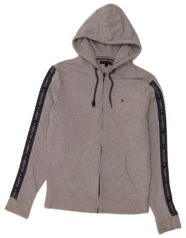 Pulover Tommy Hilfiger pentru bărbați, cu fermoar și cu capota, gri mediu
