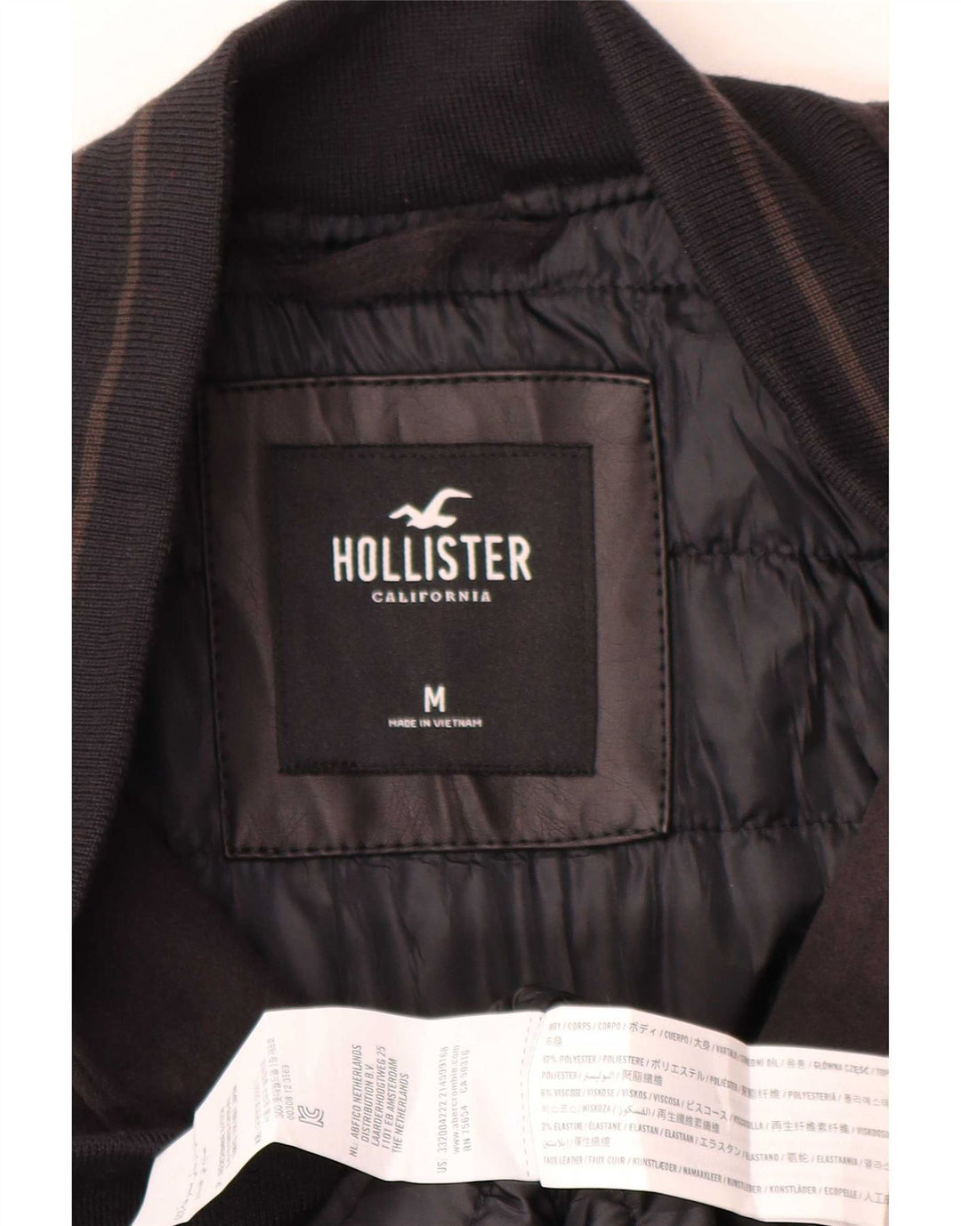Hollister Mens Graphic Varsity Jacket UK 38 Medium Black Poliester