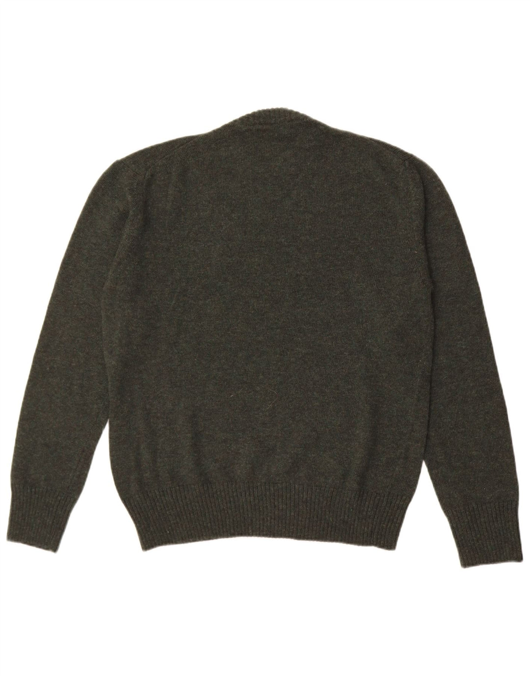 Pulover Vintage pentru bărbați cu decolteu rotund din lână kaki medie