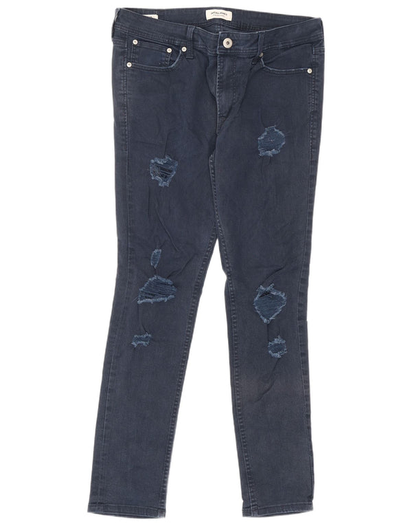 Jack & Jones Blugi Slim Liam Distressed pentru bărbați L34 L32 Bumbac bleumarin