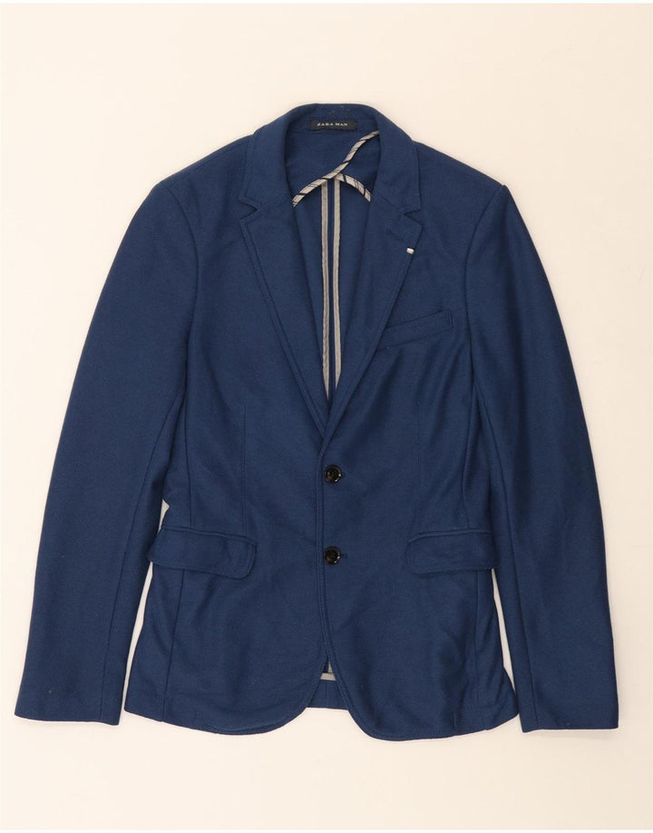 Blazer pentru bărbați Zara, cu 2 nasturi, UK 34 XS, poliester bleumarin