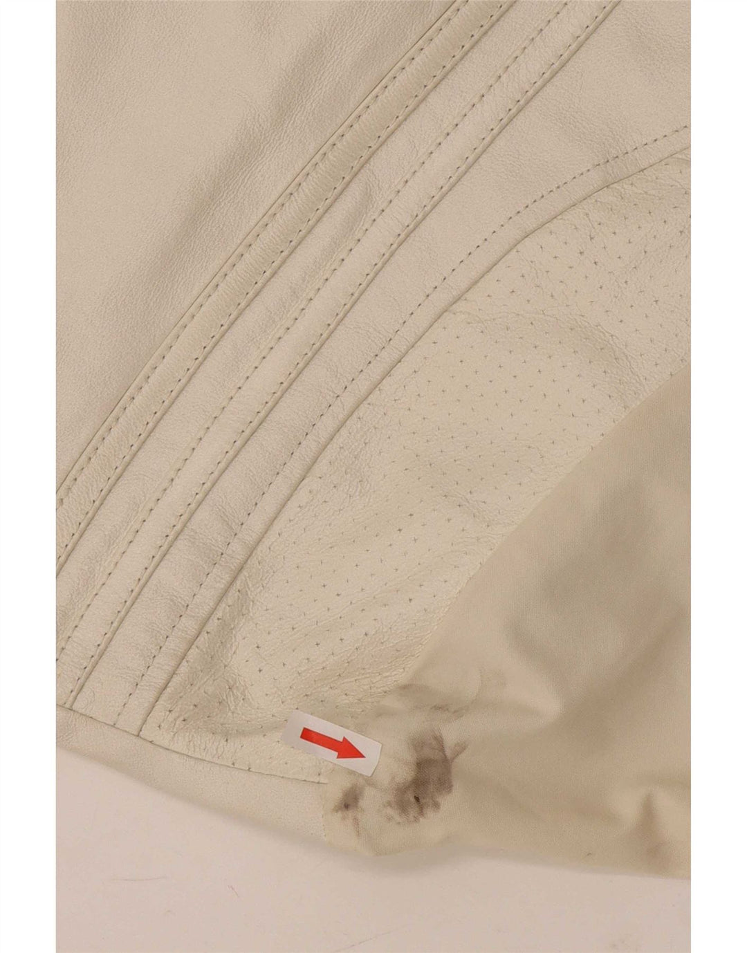 Jachetă de piele vintage pentru femei supradimensionată IT 44 Medium White Leather