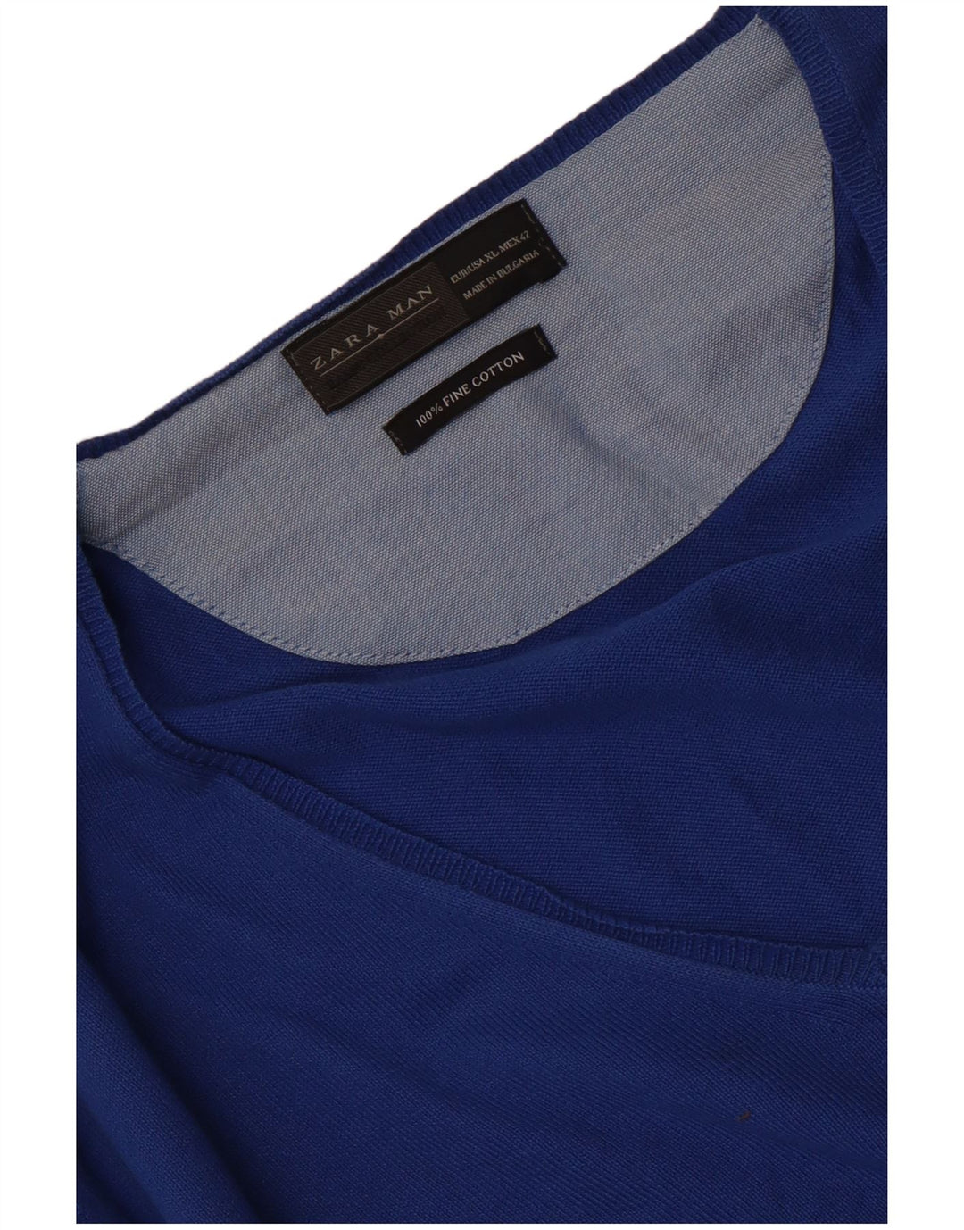 Pulover pentru bărbați Zara, cu decolteu în V, XL, bumbac, albastru