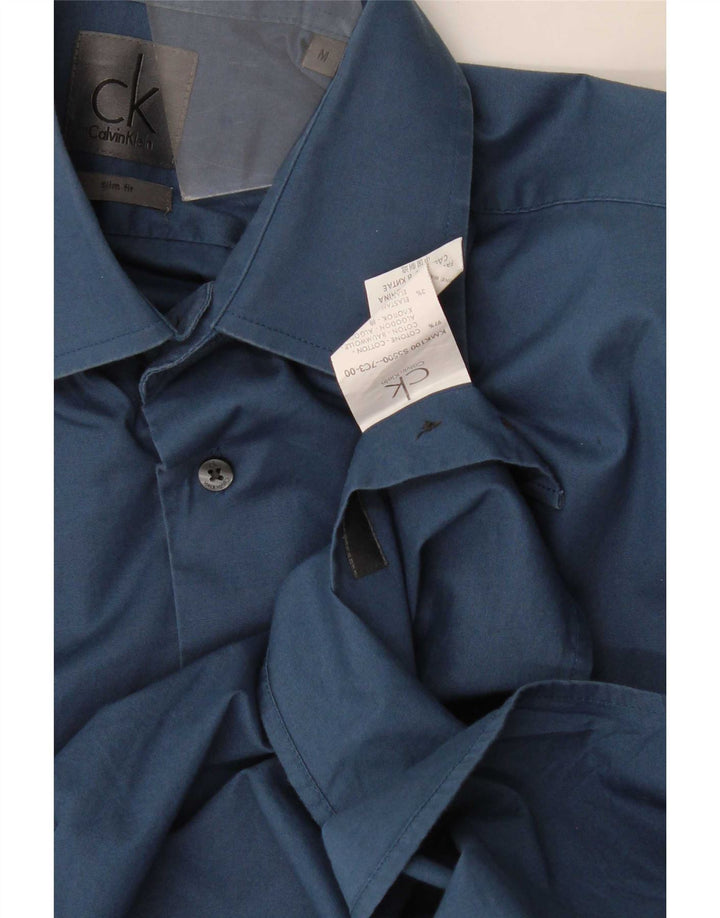 Cămașă Slim Fit Calvin Klein pentru bărbați, bumbac albastru mediu