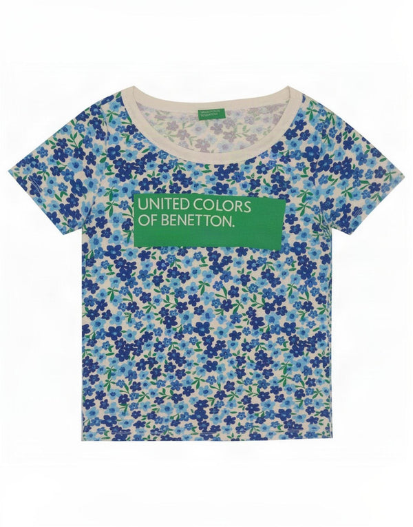 Tricou grafic Benetton pentru femei Top UK 12 Medium Blue Floral