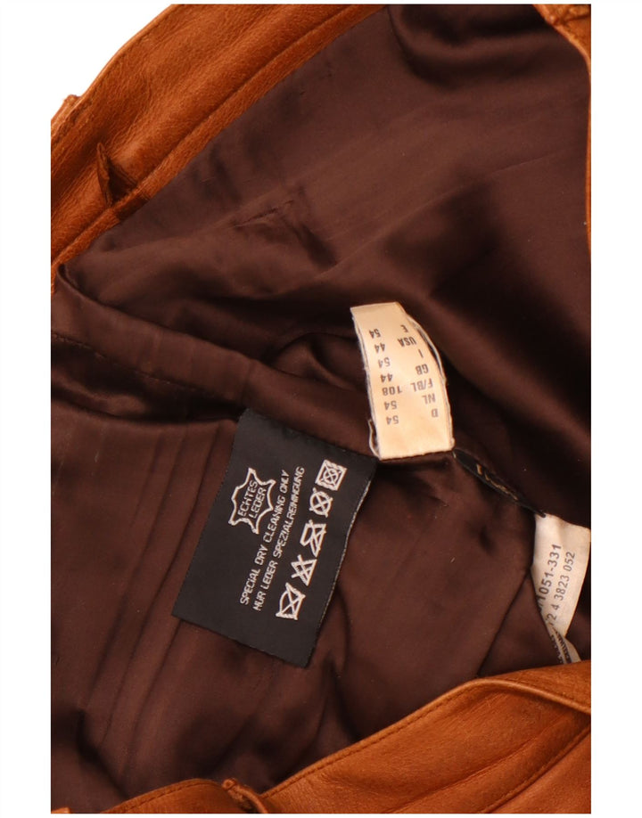 Pantaloni drepți din piele vintage pentru bărbați W36 L33 din piele maro