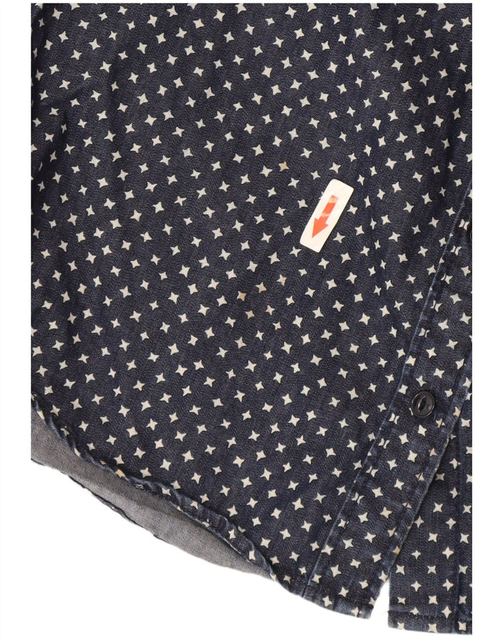 Cămașă supradimensionată din denim cu model abstract pentru femei J. Crew US 2 XS bleumarin