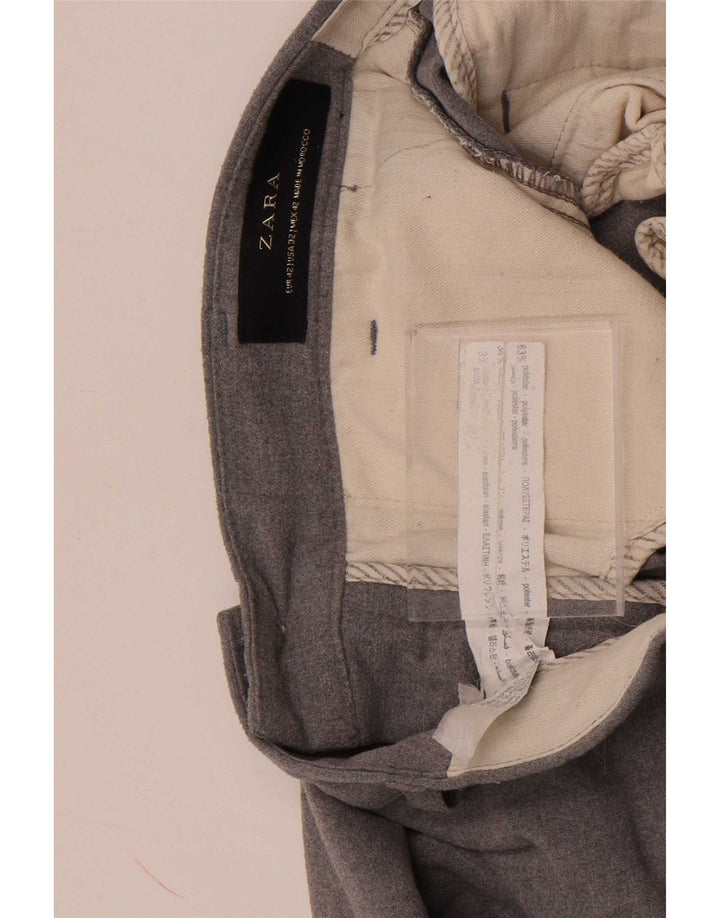 Pantaloni chino slim pentru bărbați Zara EU 42 Large W32 L28 Gri Poliester