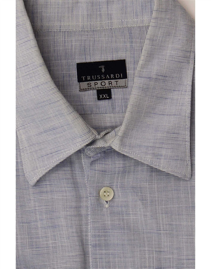 Cămașă Trussardi pentru bărbați 2XL, bumbac cu pete albastre