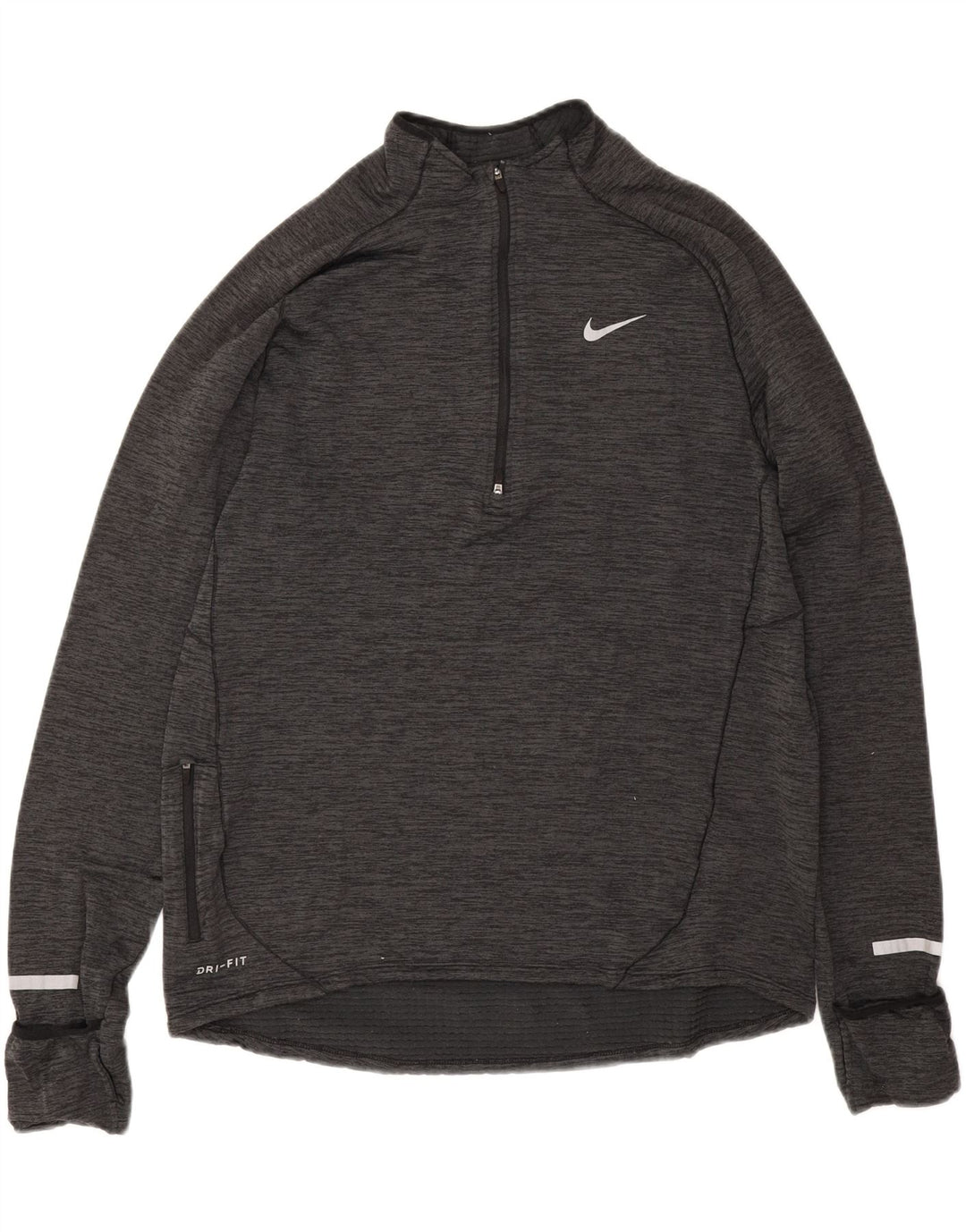 Top cu mânecă lungă pentru bărbați Dri Fit Dri Fit, cu fermoar, cu mânecă lungă, mare, pete gri