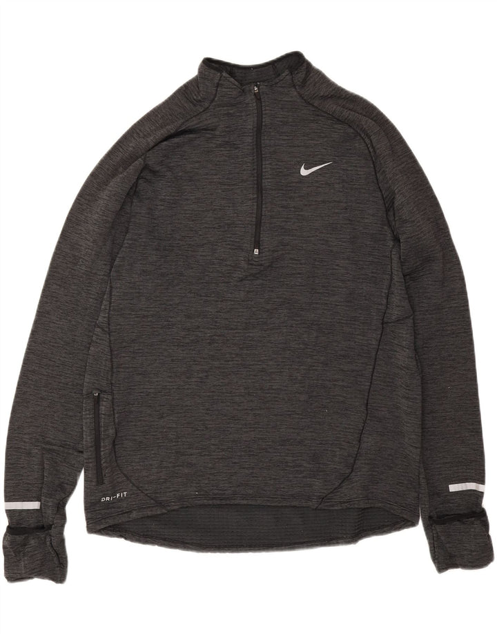 Top cu mânecă lungă pentru bărbați Dri Fit Dri Fit, cu fermoar, cu mânecă lungă, mare, pete gri