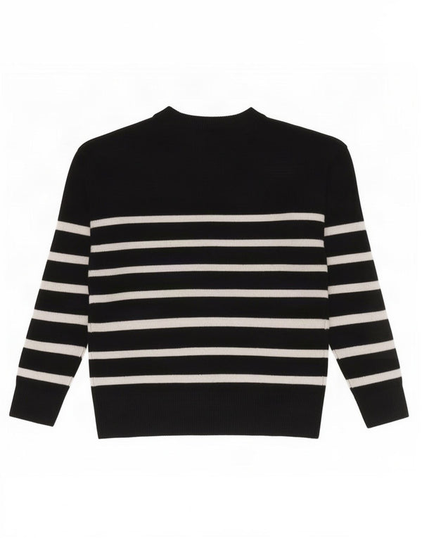 Pulover pentru femei Marks & Spencer cu decolteu rotund, cu dungi mici, negru, UK 10