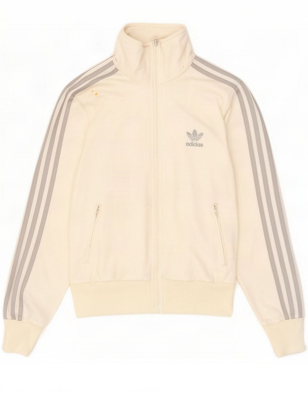 Jachetă de top pentru trening grafic Adidas pentru femei UK 14 Poliester alb mediu
