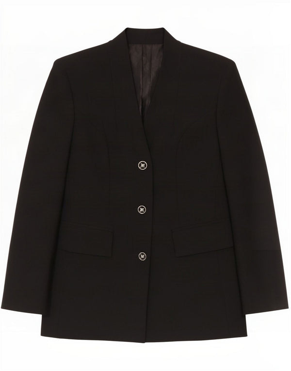 Vintage Womens Blazer Jacket 3 Buttons IT 44 Medium Black Wool