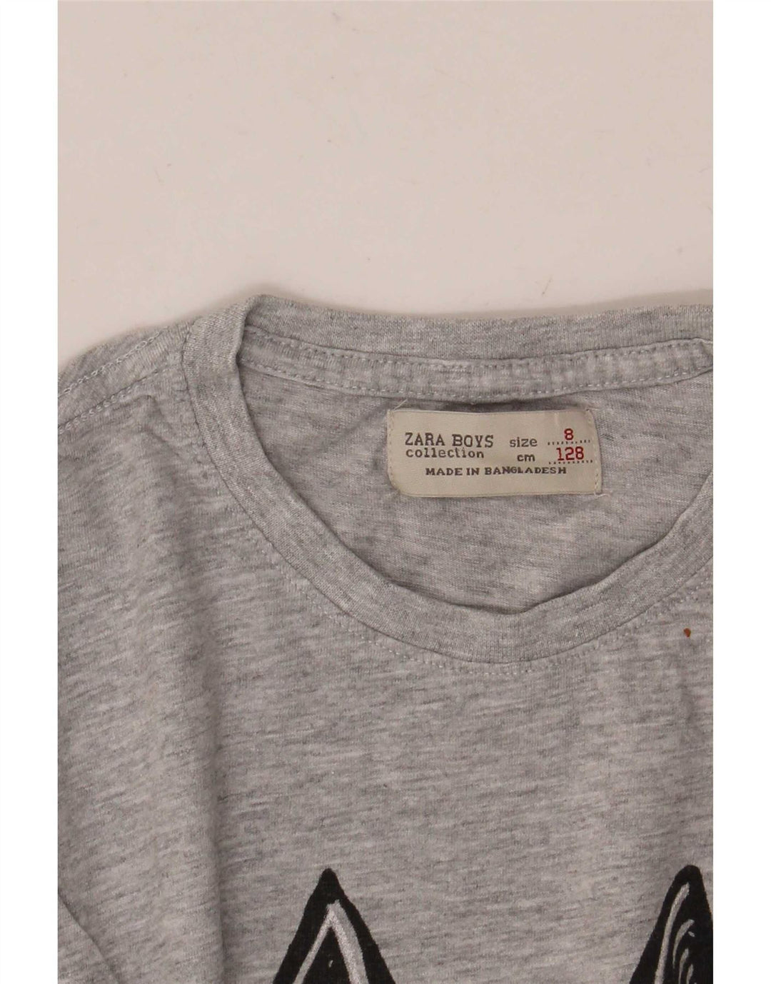 Tricou Grafic Zara Băieți Top 7-8 Ani Gri