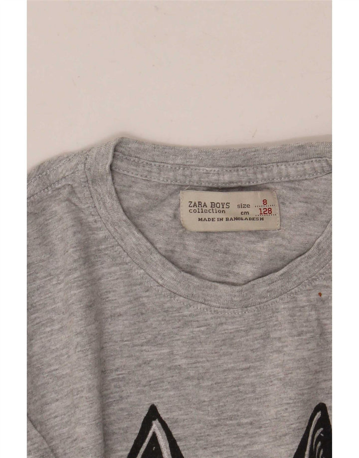 Tricou Grafic Zara Băieți Top 7-8 Ani Gri
