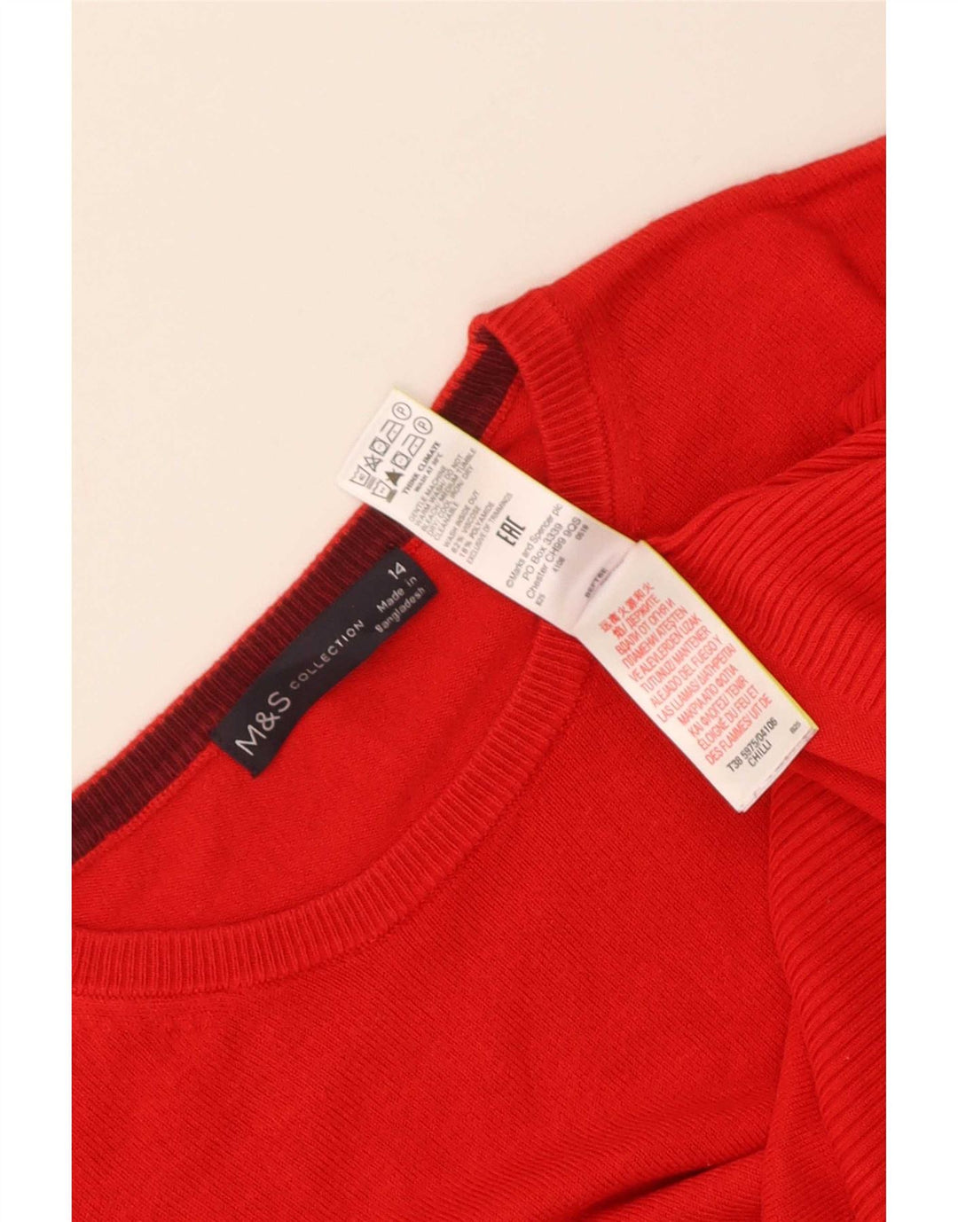 Pulover pentru femei Marks & Spencer cu gât roșu mare, viscoză mare, roșu