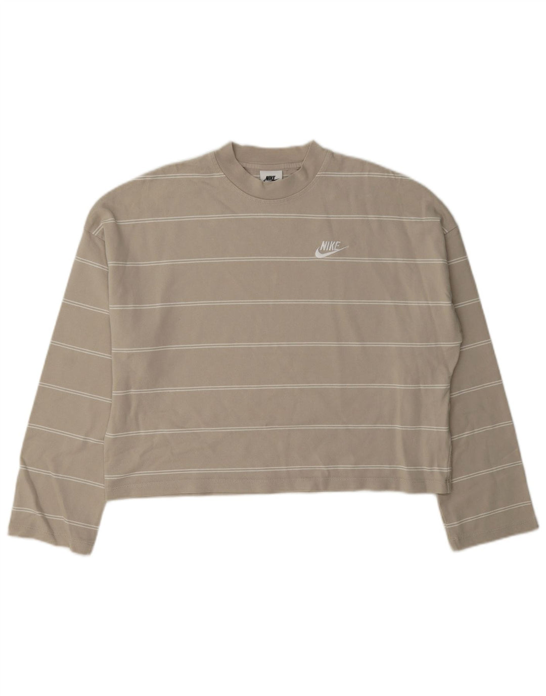 Top oversized cu mânecă lungă pentru femei Nike, 10, bumbac cu dungi gri mici