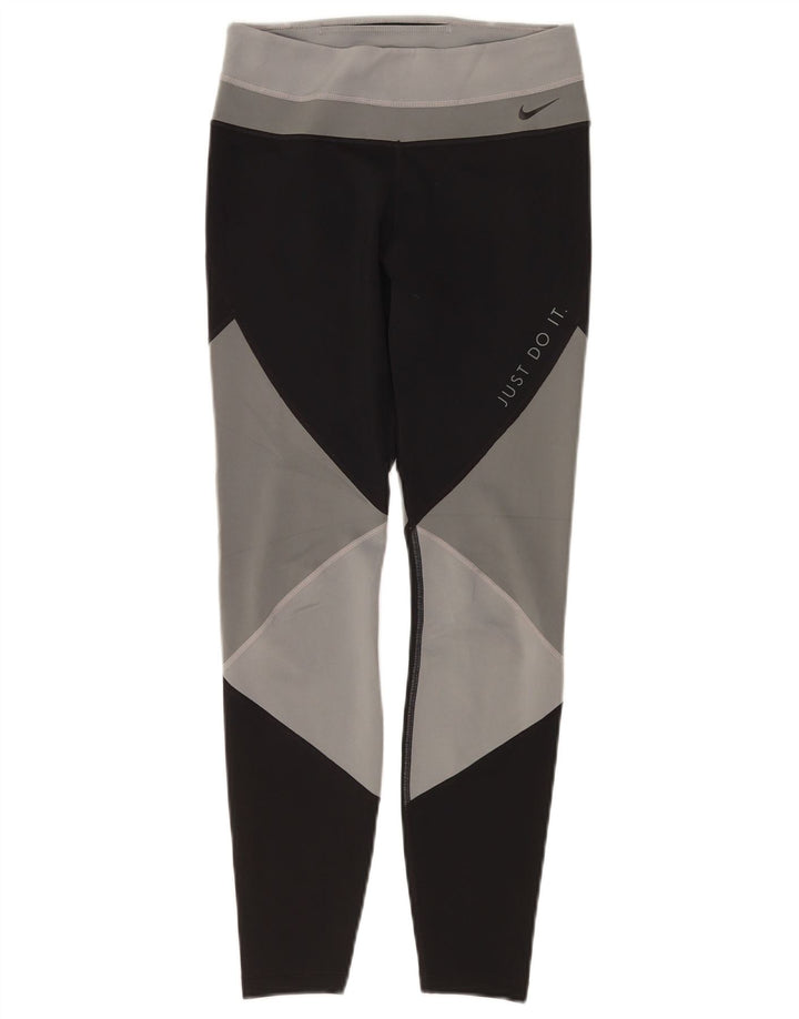 Leggings crop grafic Dri Fit NIKE pentru femei UK 8, negru, color block