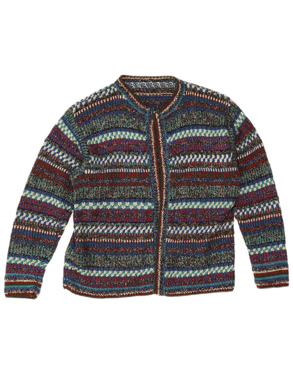 Pulover Vintage cardigan deschis pentru femei UK 12 Medium, multicolore, cu dungi