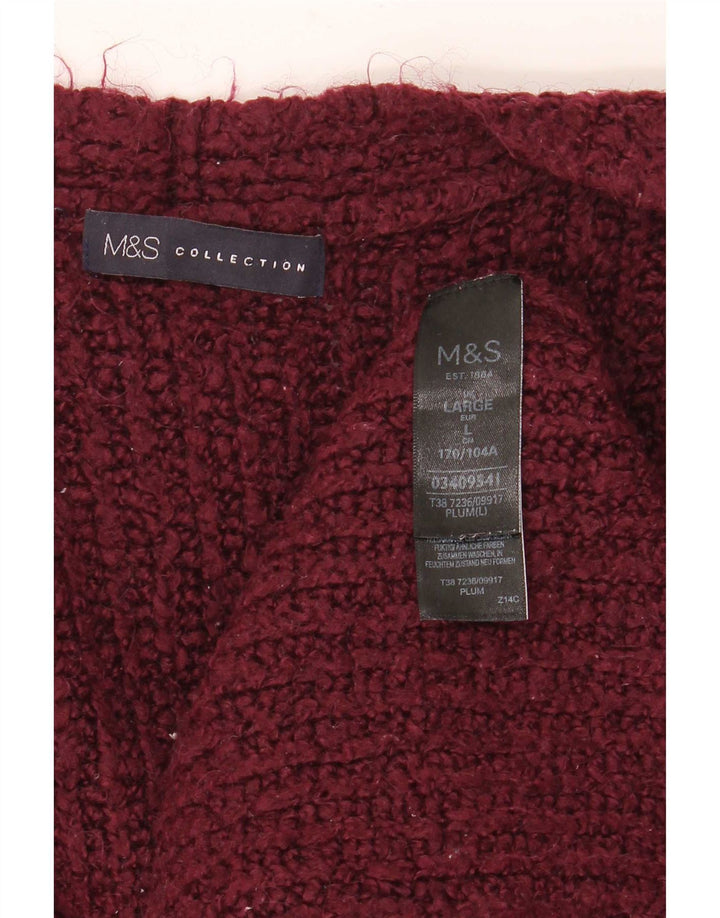 Pulover cardigan deschis supradimensionat pentru femei Marks & Spencer UK 16 Maroon mare