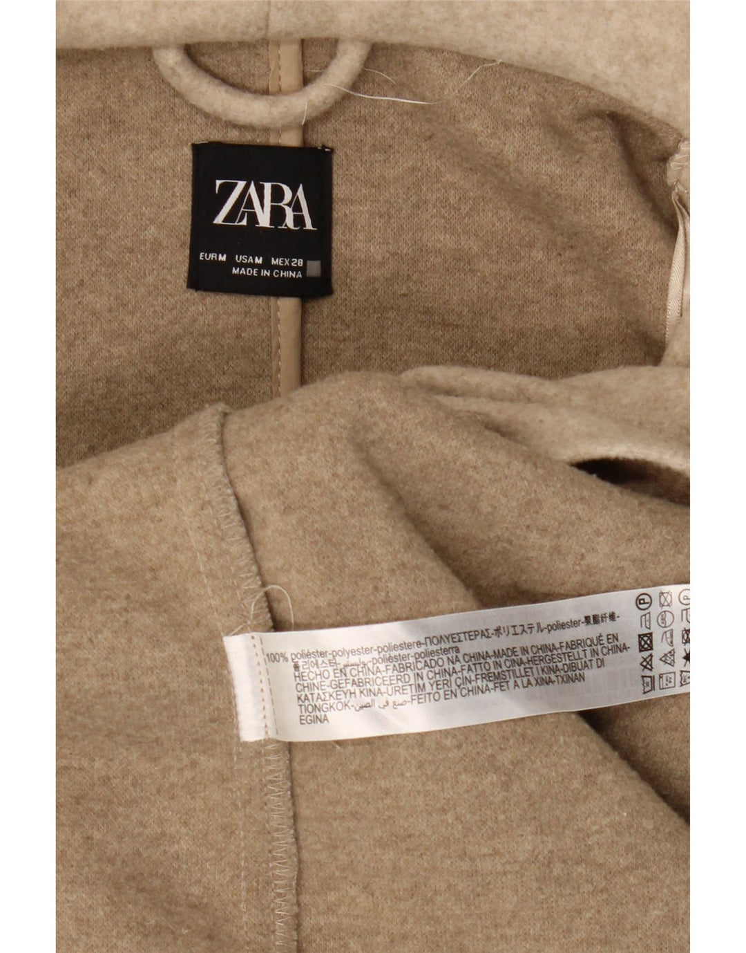 Pardesiu cu glugă pentru femei Zara UK 14 Medium Bej Poliester