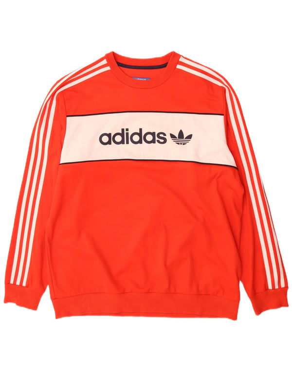 Hanorac grafic pentru bărbați Adidas Jumper XL portocaliu bumbac color bloc