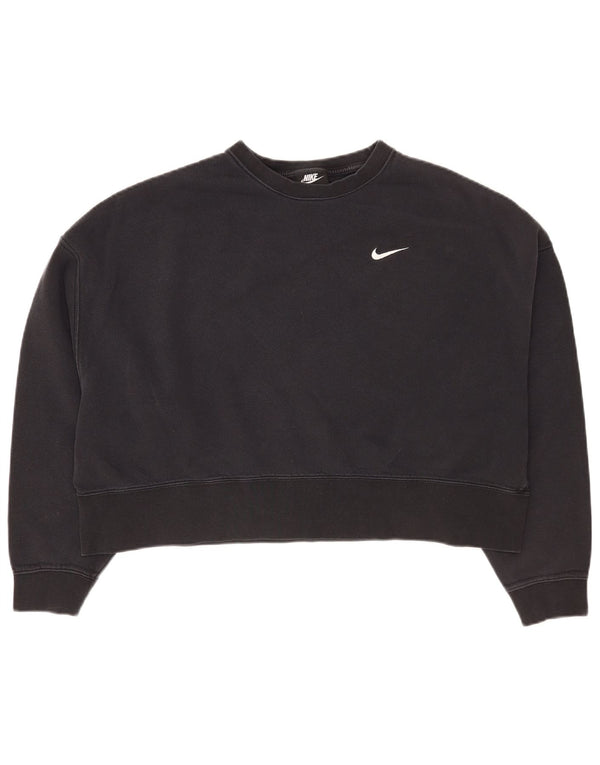 Pulover oversized pentru femei Nike Crop, UK 14, bumbac mediu negru