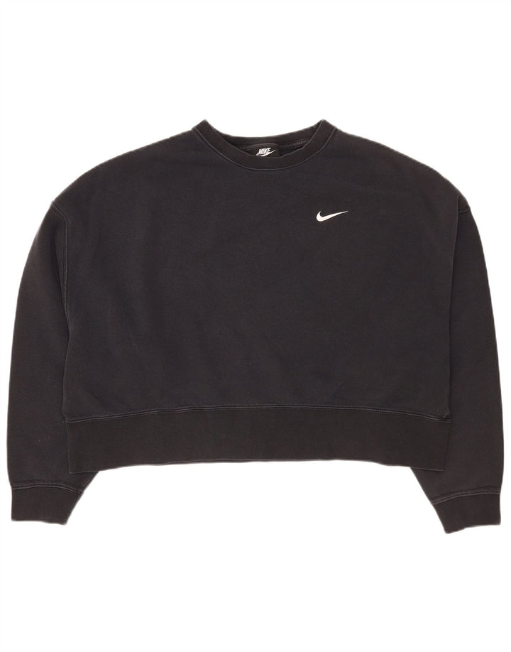 Pulover oversized pentru femei Nike Crop, UK 14, bumbac mediu negru