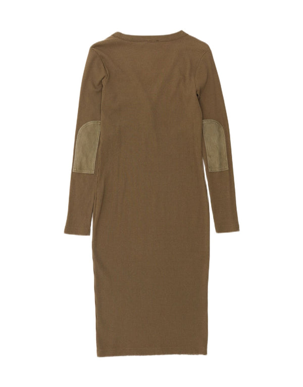 Rochie bodycon cu mânecă lungă pentru femei Polo Ralph Lauren UK 10 Bumbac kaki mic