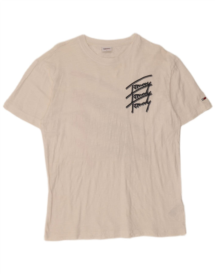 Tricou grafic Tommy Hilfiger pentru bărbați Top mediu din bumbac alb