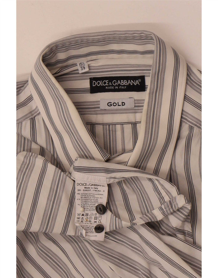 Cămașă pentru bărbați Dolce & Gabbana Mărimea 39 15 1/2 Bumbac cu dungi albe medii