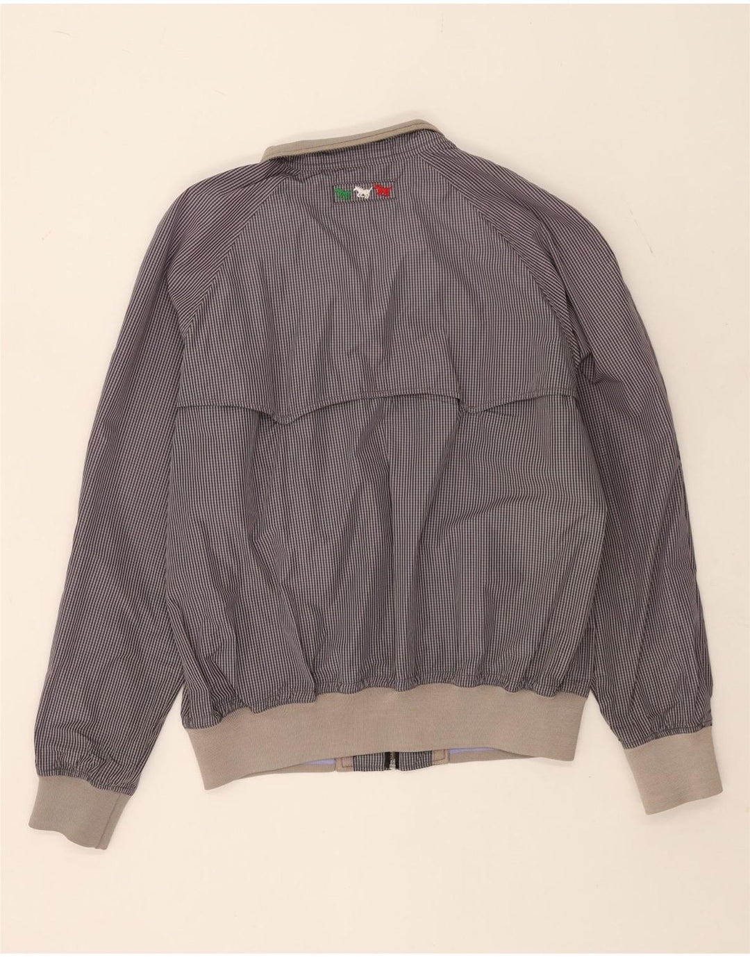 Jachetă bomber pentru bărbați Benetton UK 44 2XL, bumbac vichy albastru bleumarin