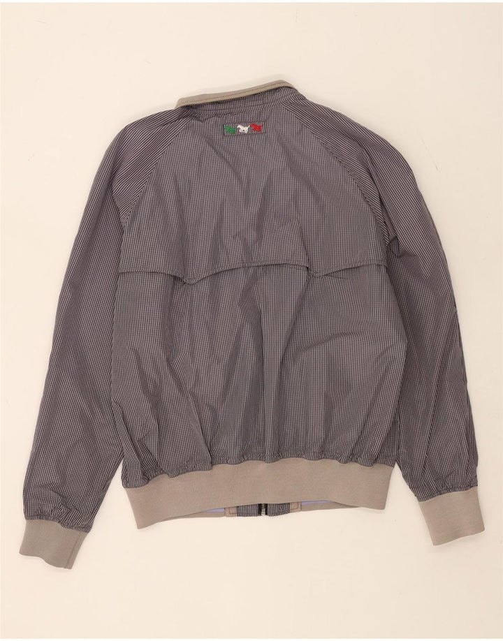 Jachetă bomber pentru bărbați Benetton UK 44 2XL, bumbac vichy albastru bleumarin