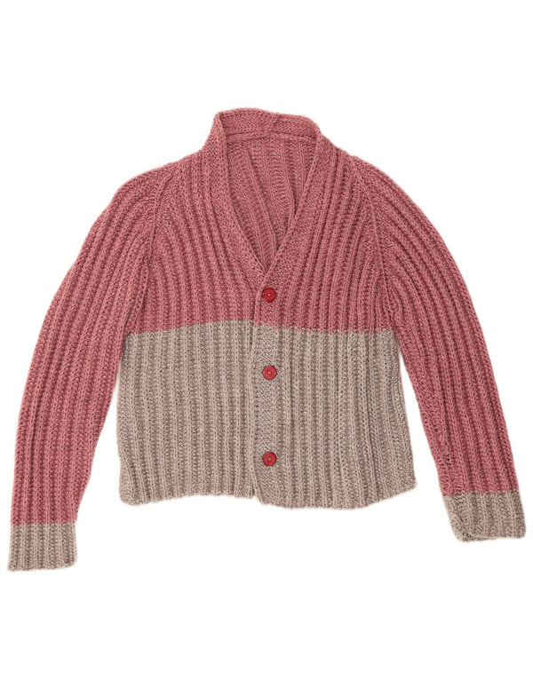 Pulover cardigan pentru femei VINTAGE UK 16 mare, roz, color block