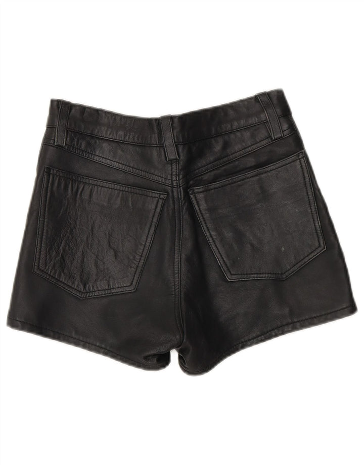 Pantaloni scurti din piele vintage pentru femei W26 Mic din piele neagră