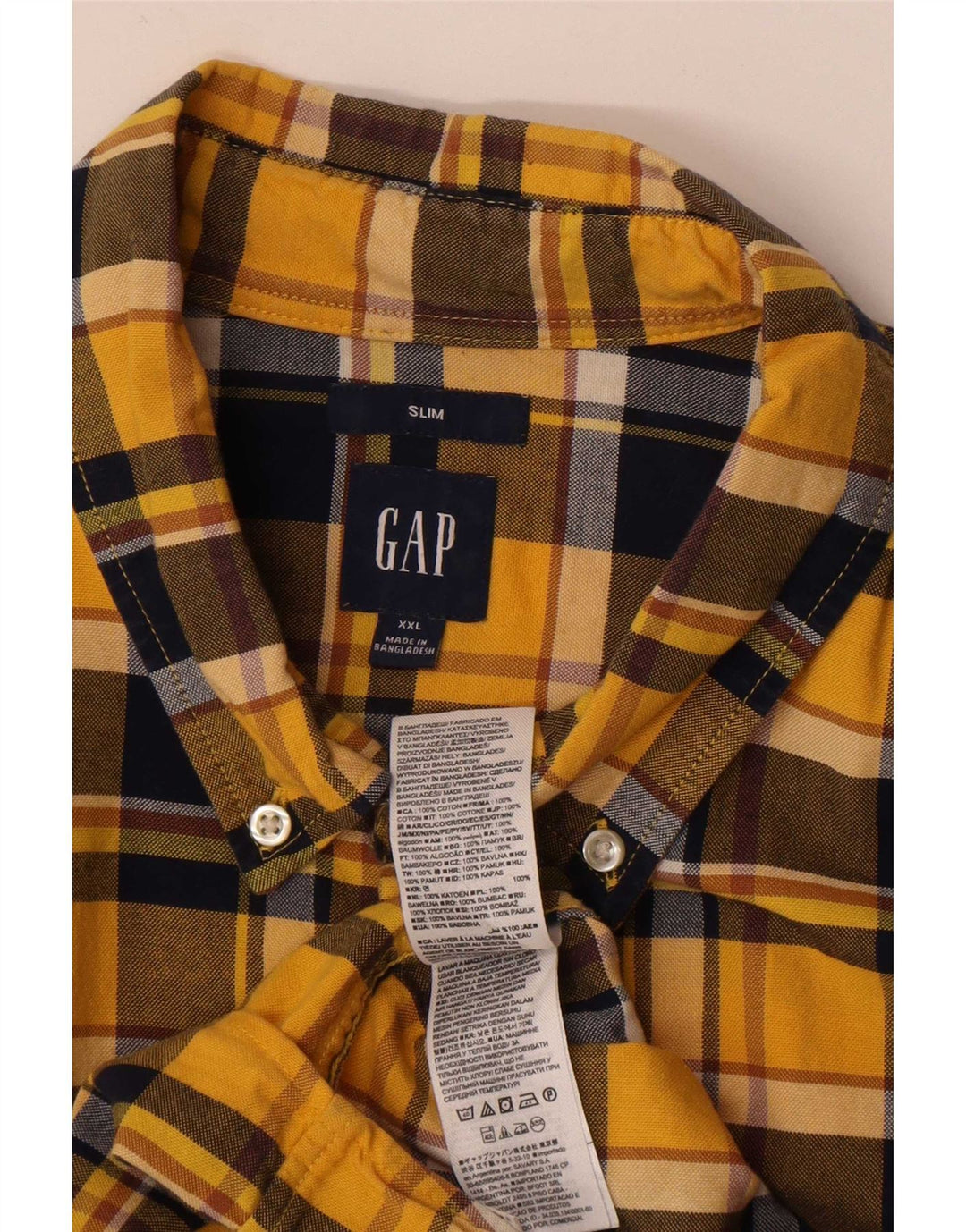 Cămașă de flanel pentru bărbați Gap, 2XL, bumbac cu carouri galbene