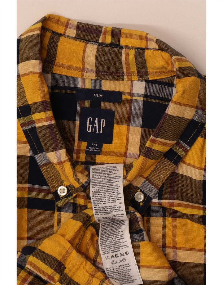 Cămașă de flanel pentru bărbați Gap, 2XL, bumbac cu carouri galbene