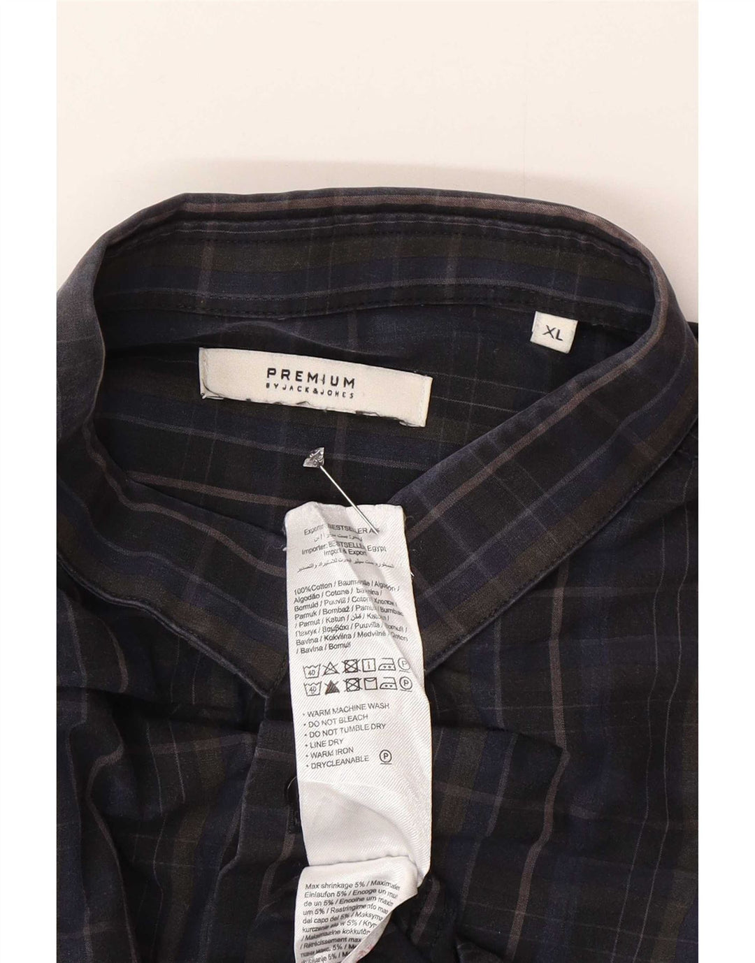 Cămașă pentru bărbați Jack & Jones XL, bumbac cu carouri bleumarin