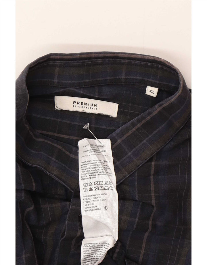 Cămașă pentru bărbați Jack & Jones XL, bumbac cu carouri bleumarin