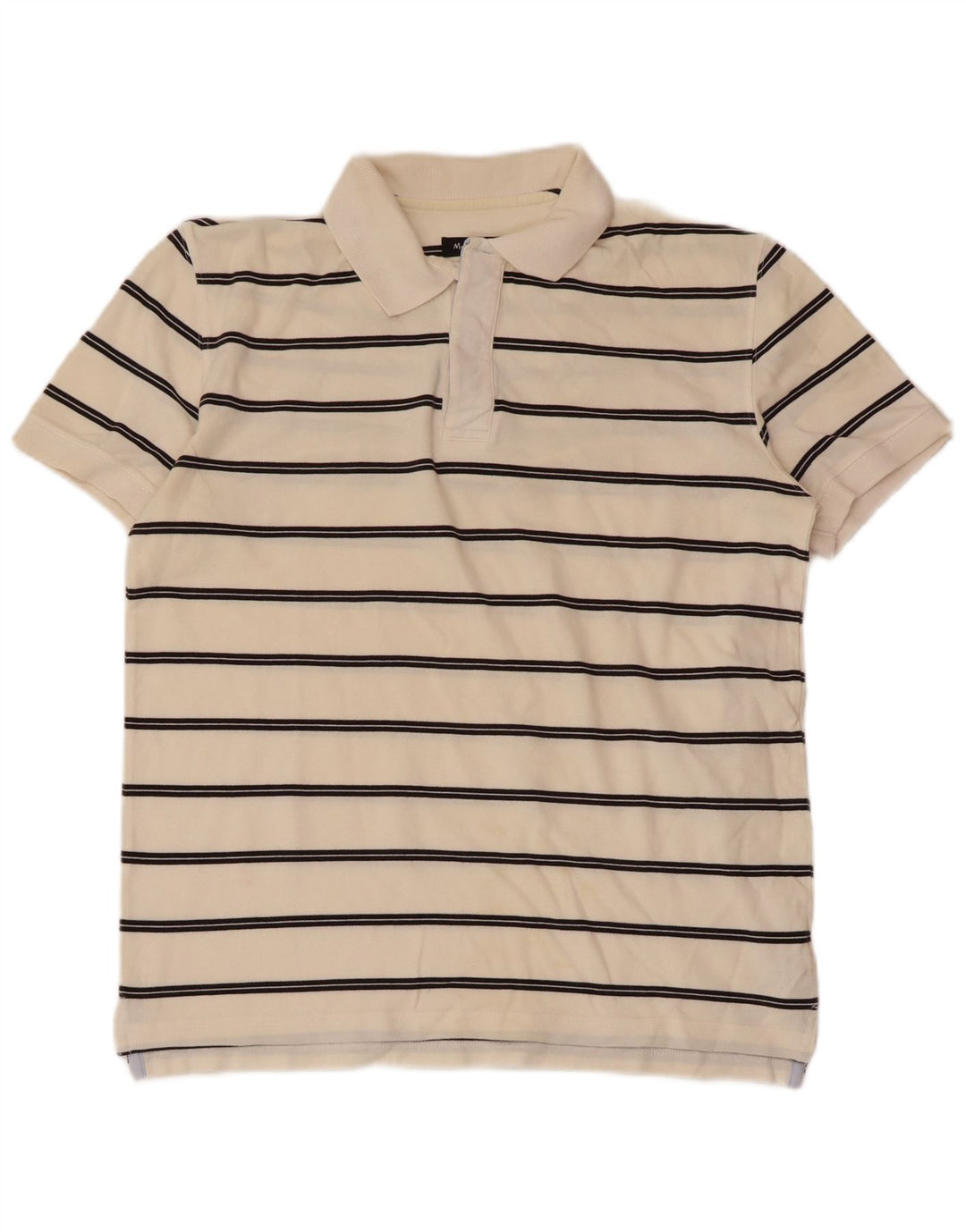 Tricou polo Massimo Dutti pentru bărbați, bumbac cu dungi alb, mediu